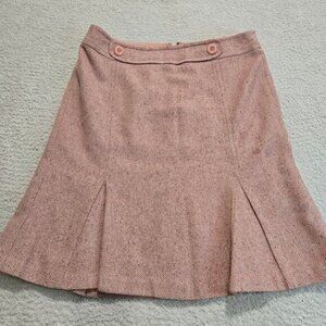 Ann Taylor LOFT Pink Tweed Herringbone Skirt A-line Women's Sz 10 Wool Silk